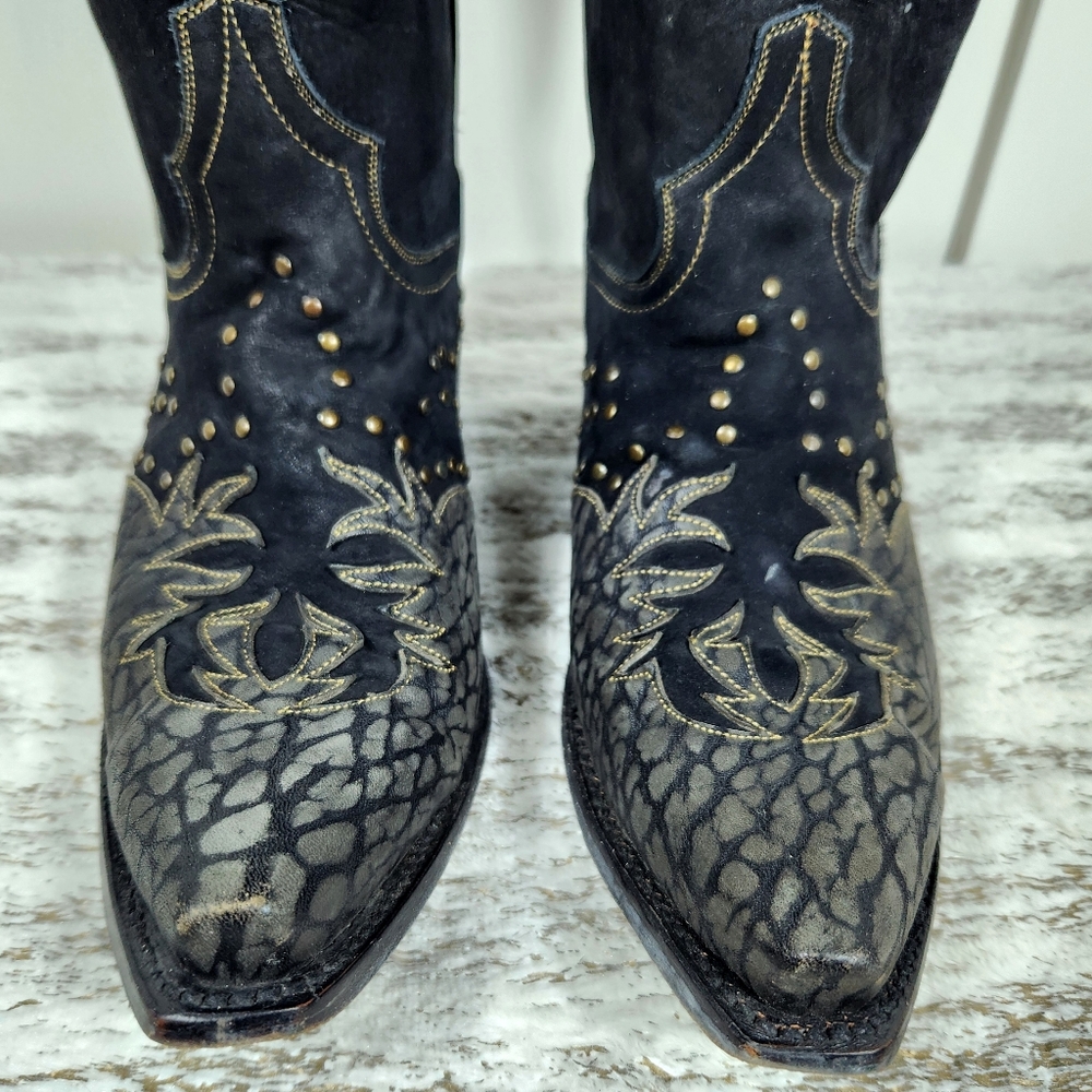 Dan Post "Invy" Studded Western Boots Black Leather DP3582 | Women's Size 8 - Picture 5 of 16